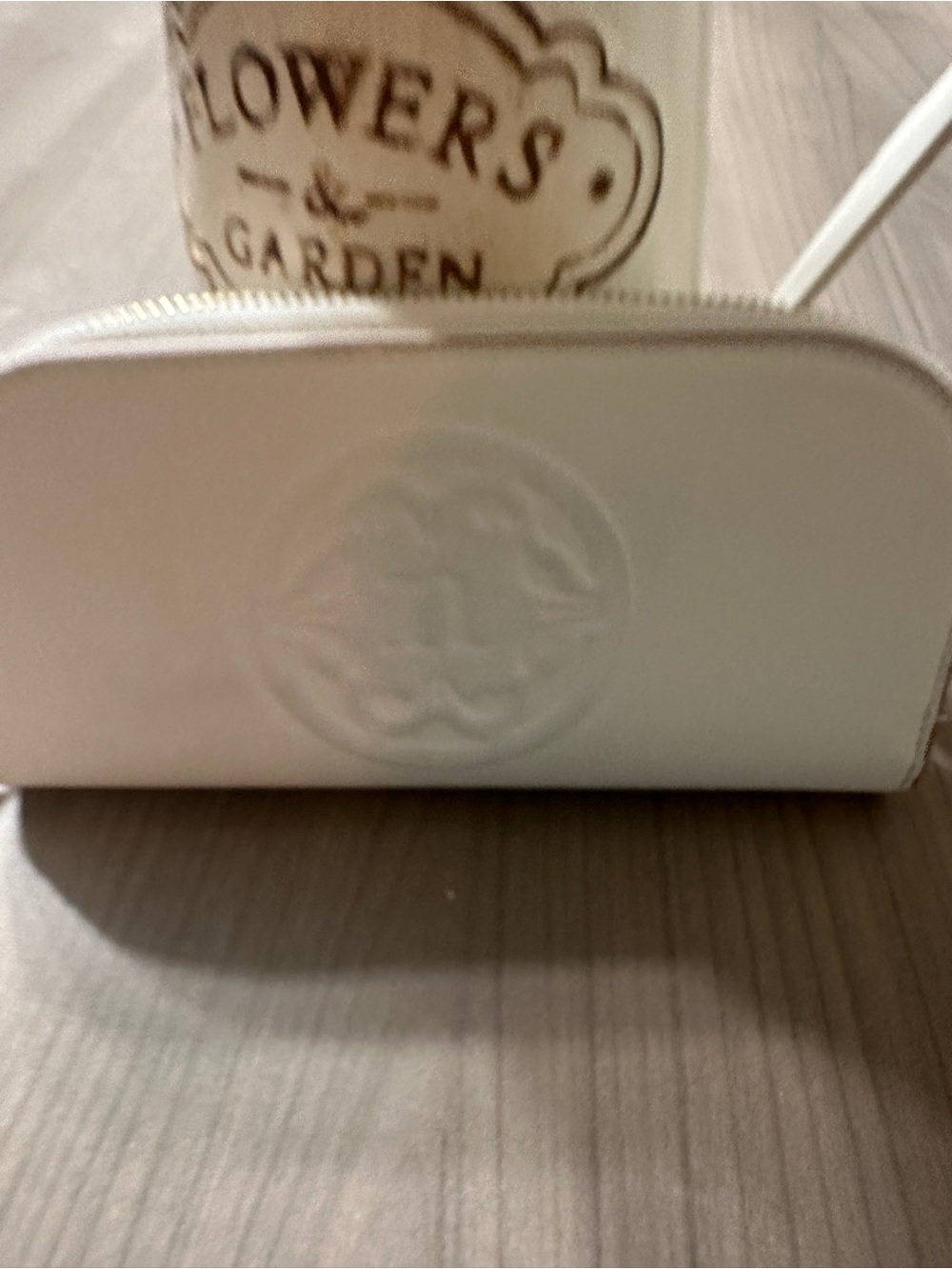 Nanette Lepore Cream Zip Wallet with Gold Logo